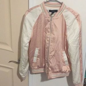 A Pink and White Letterman Style Jacket